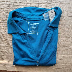 NWT Lane Bryant Blue 3 Button Blouse Womens Plus Size 26/28